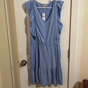 NWT Loft Blue Ruffle Dress- Size L